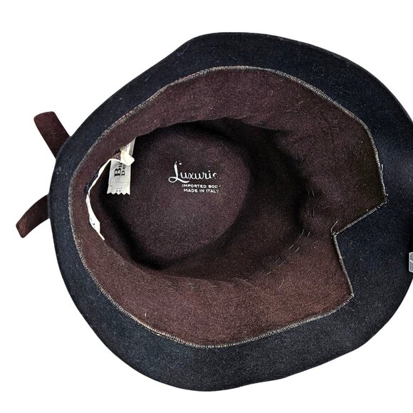 Vintage Yves Saint Laurent Brown Wool Bucket Hat Two Tone Italy 25" - Picture 8 of 12